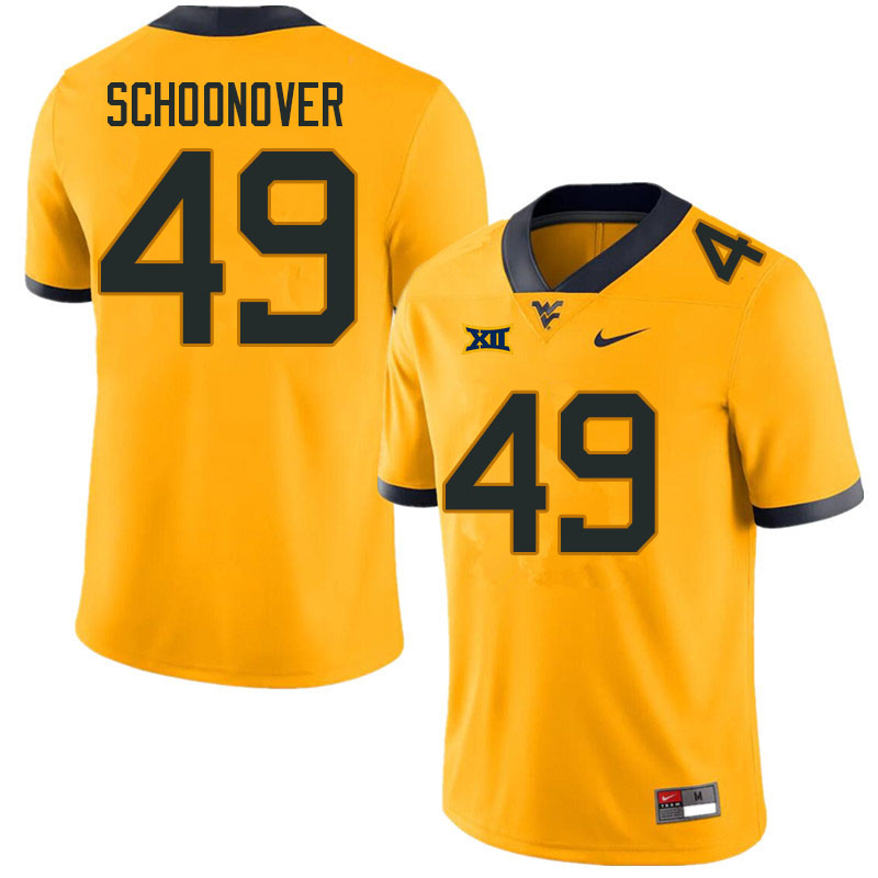 Men #49 Wil Schoonover West Virginia Mountaineers College Football Jerseys Sale-Gold